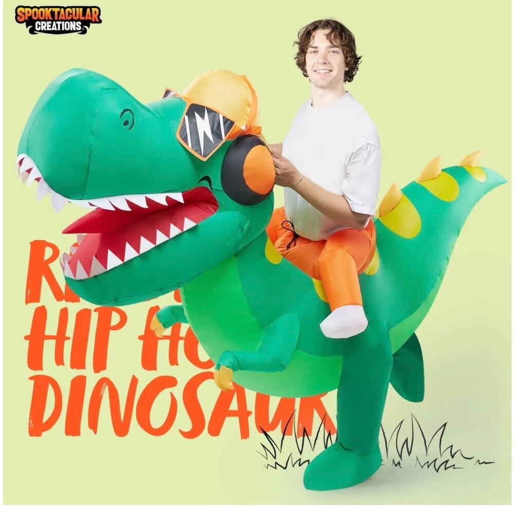NEW Spooktacular Creations Inflatable Costume Adult OS Ride A Hip Hop Dinosaur